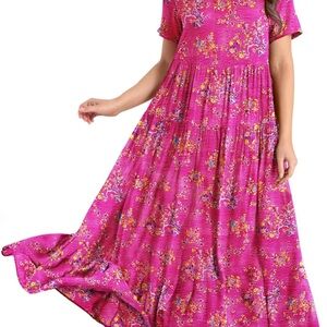 Vibrant Floral Maxi Dress in Pink